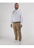 Pantalon chino en twill avec ceinture grande taille beige