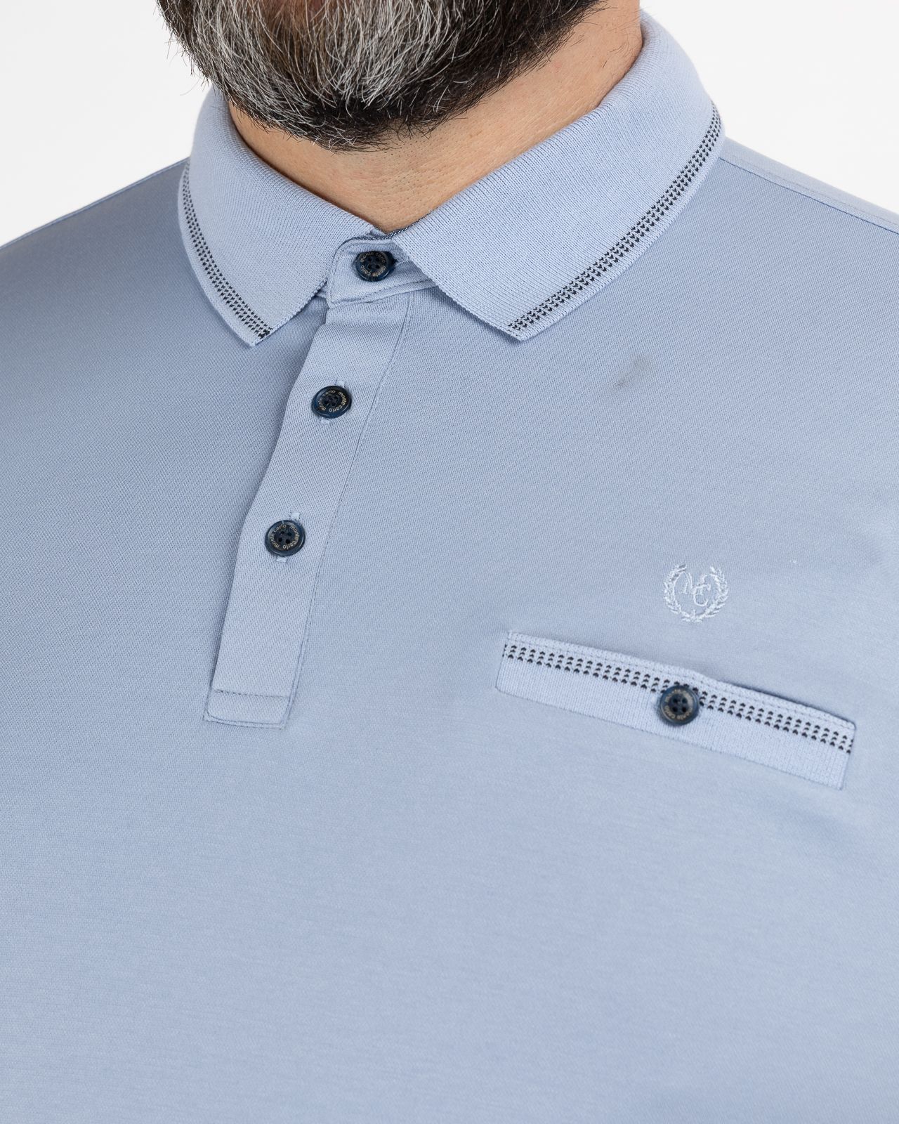 Polo piqué interlock grande taille bleu ciel