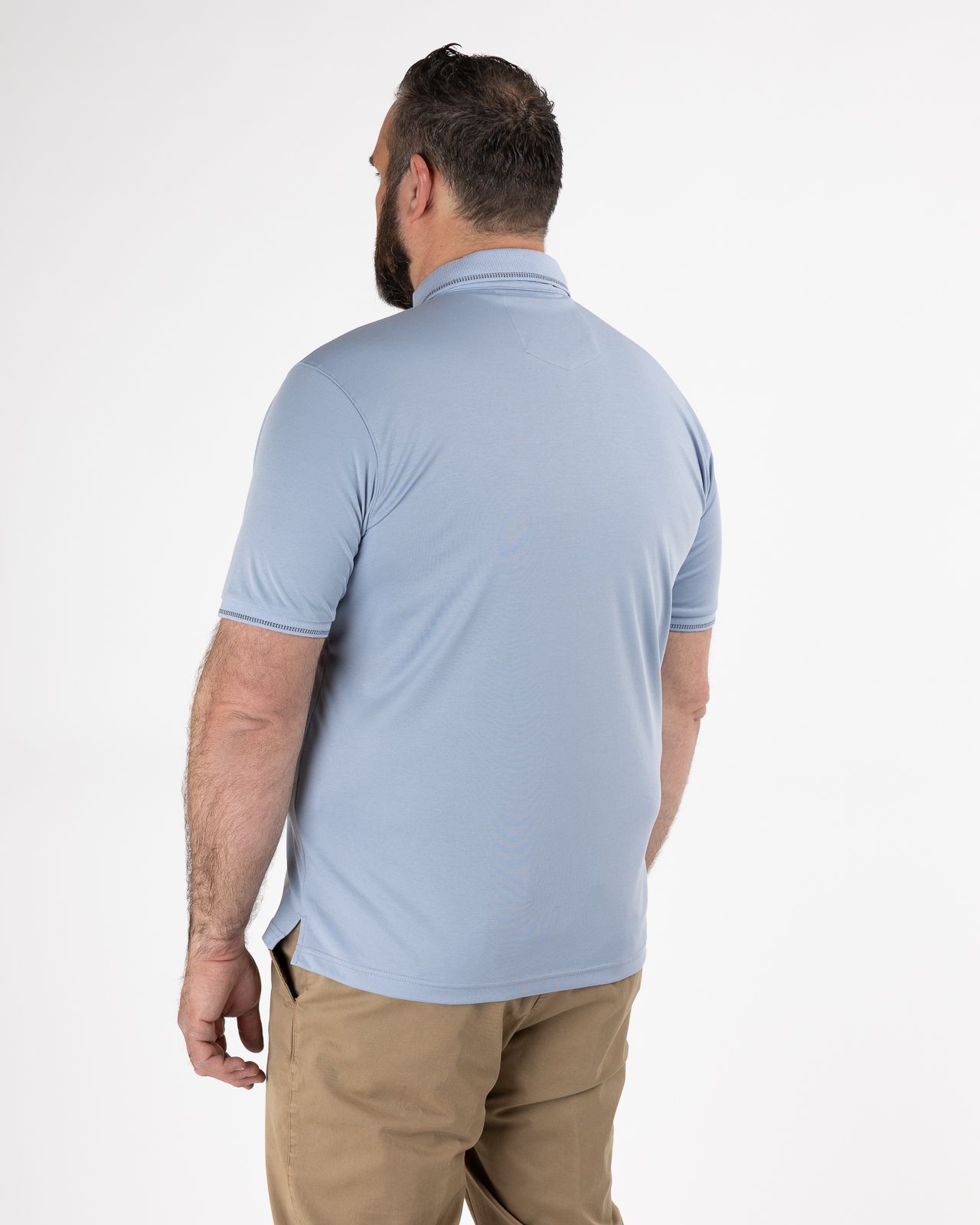 Polo piqué interlock grande taille bleu ciel