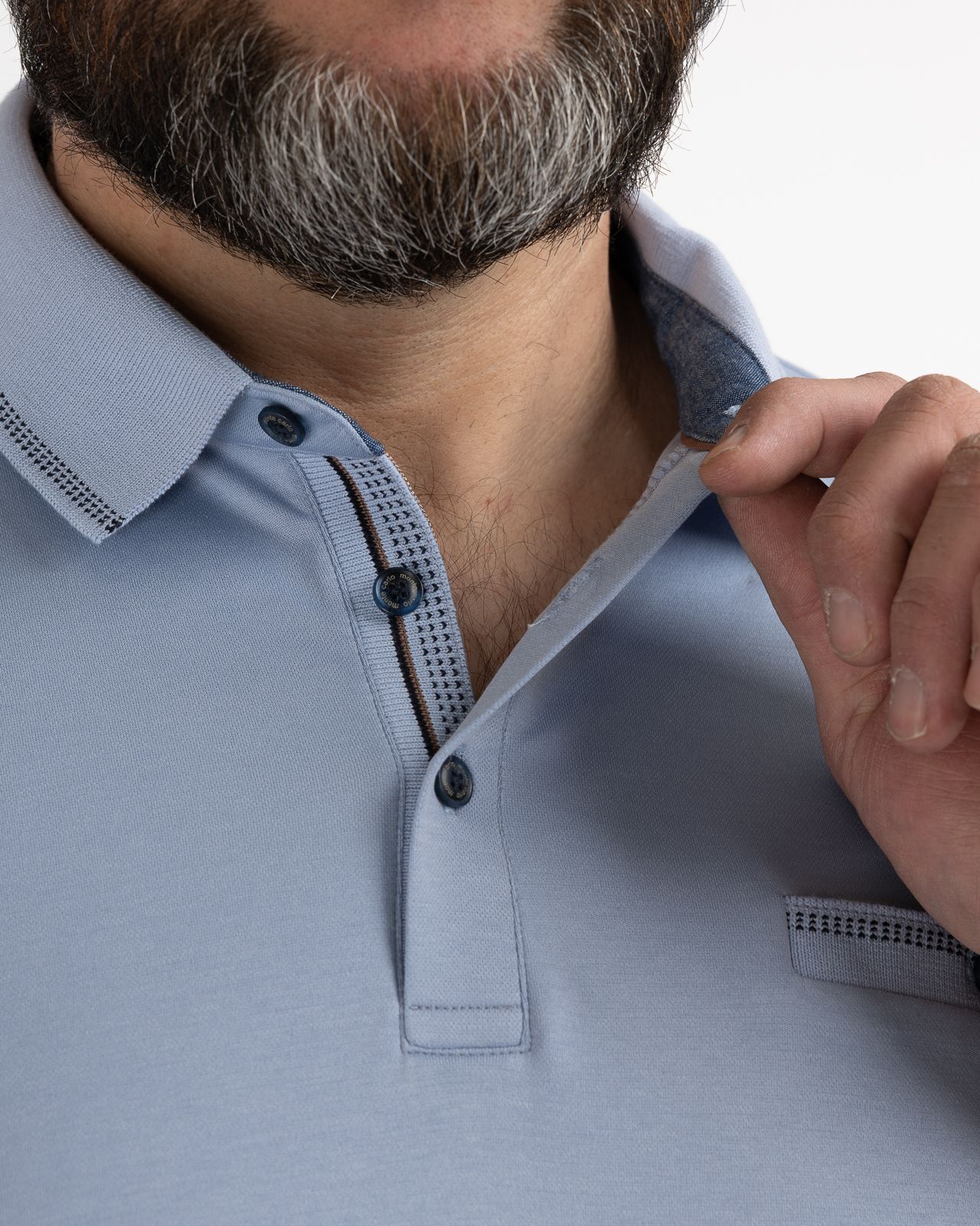 Polo piqué interlock grande taille bleu ciel