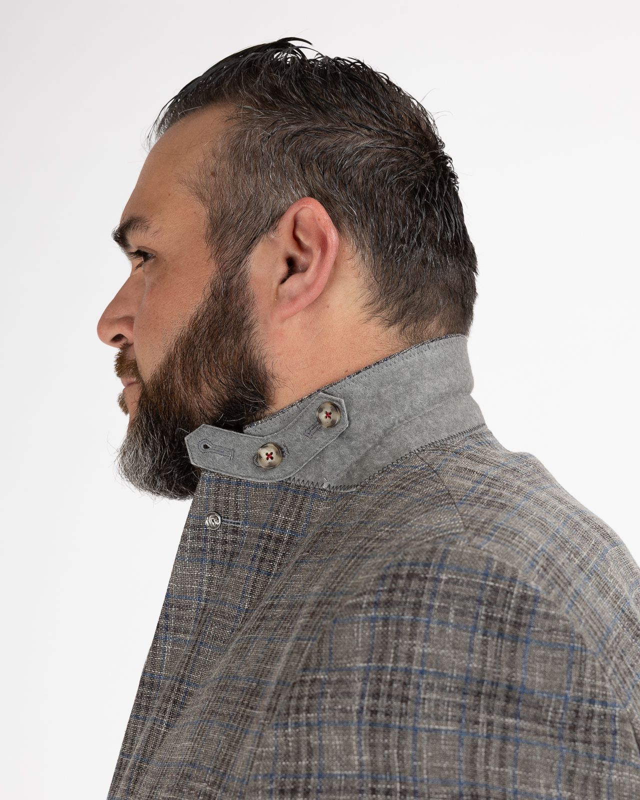 Veste à carreaux grande taille gris