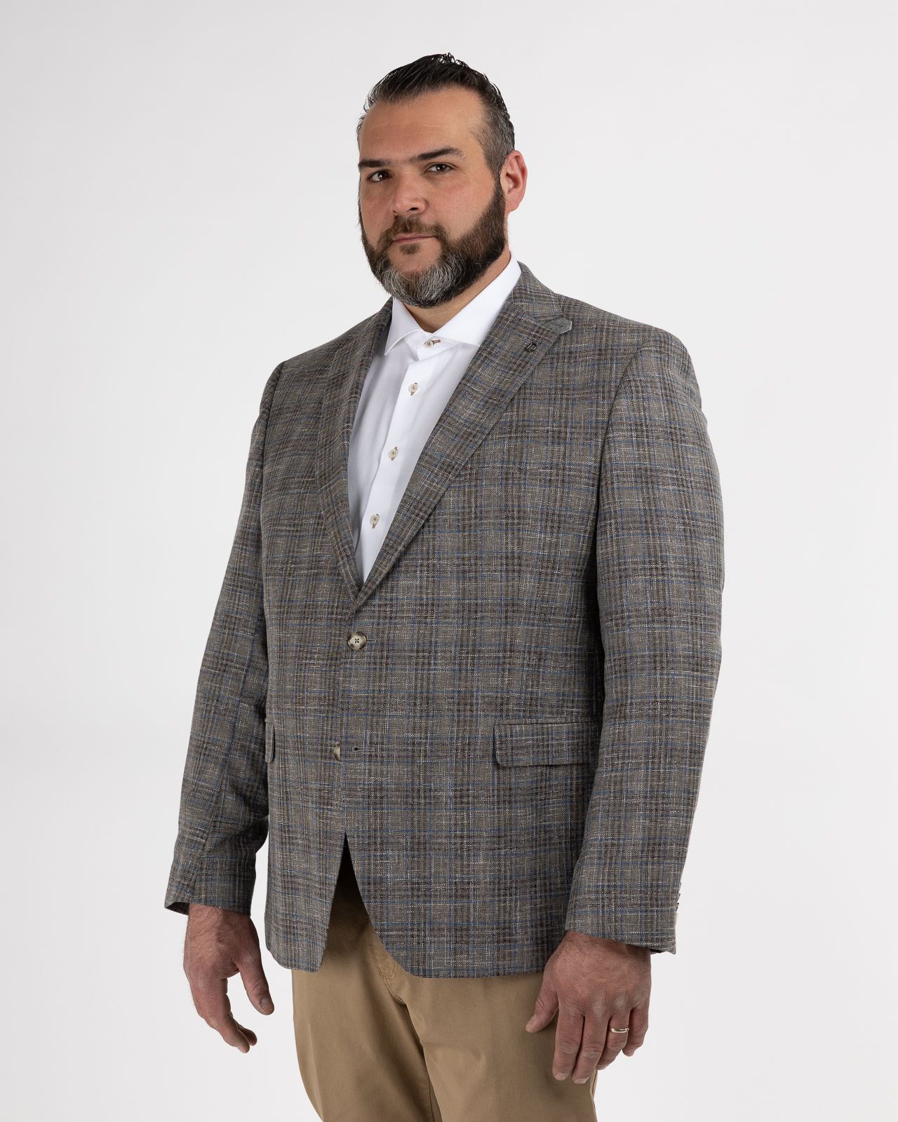 Veste à carreaux grande taille gris