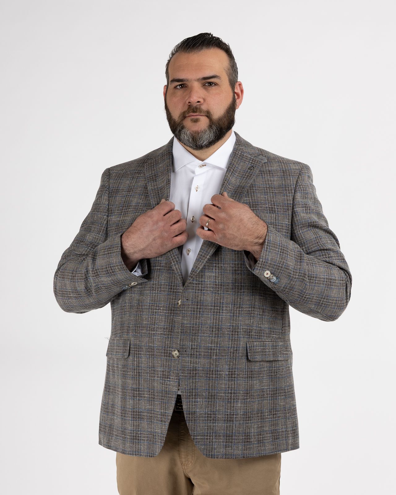 Veste à carreaux grande taille gris