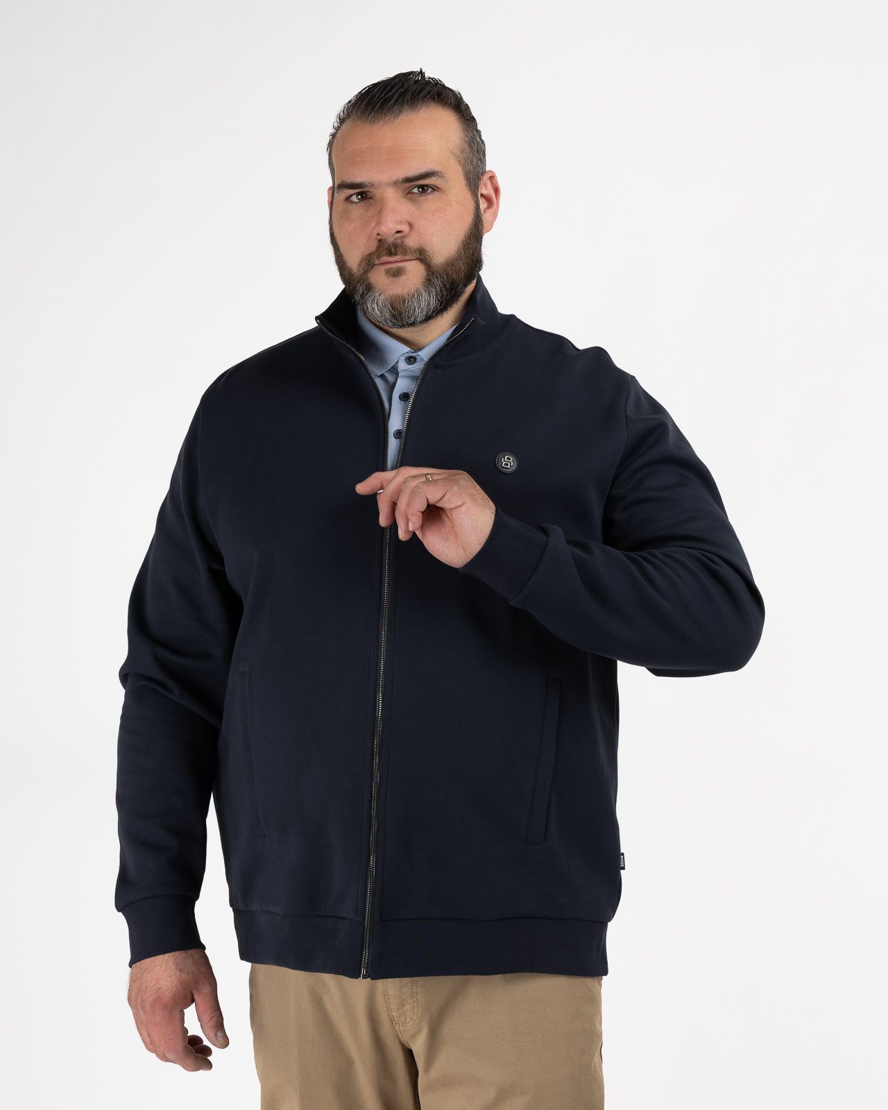 Haut de survêtement jersey grande taille bleu marine