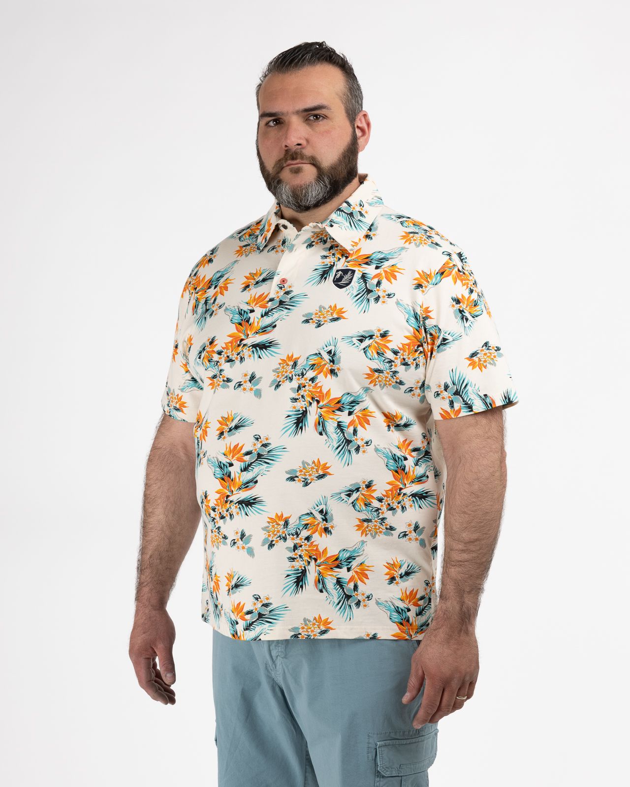 Polo jersey grande taille écru