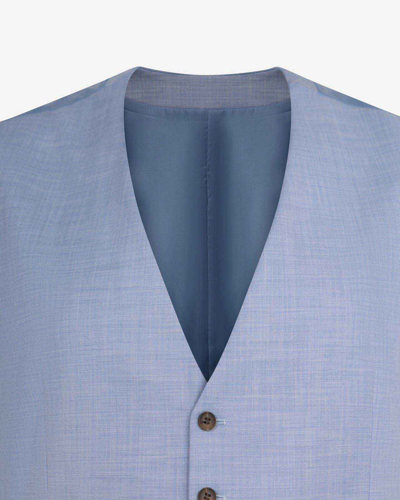 Gilet de costume effet lin grande taille bleu ciel