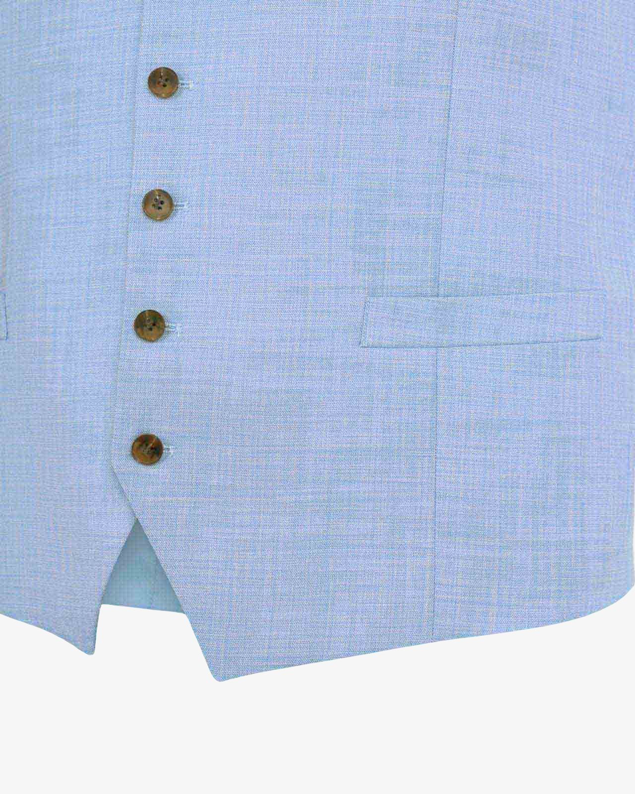 Gilet de costume effet lin grande taille bleu ciel