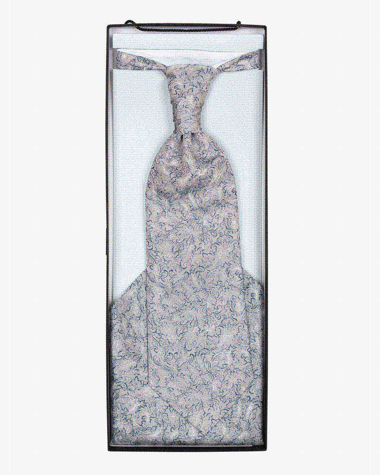 Lavallière et pochette paisley grande taille gris