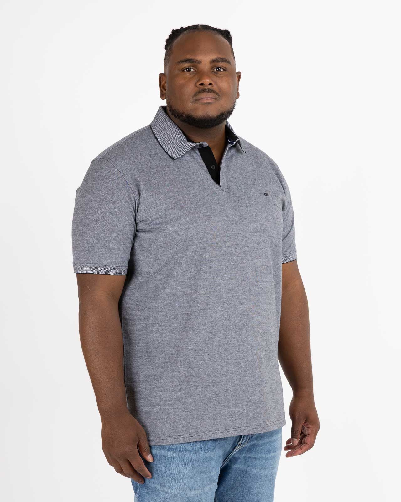 Polo piqué oxford grande taille bleu indigo