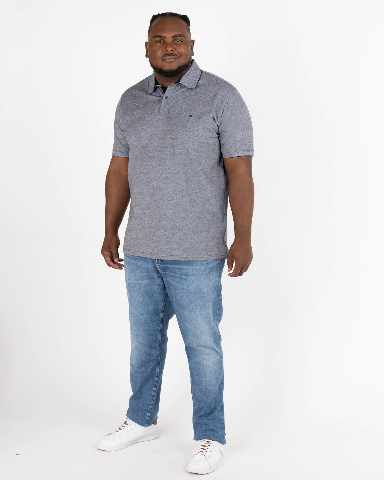 Polo piqué oxford grande taille bleu indigo