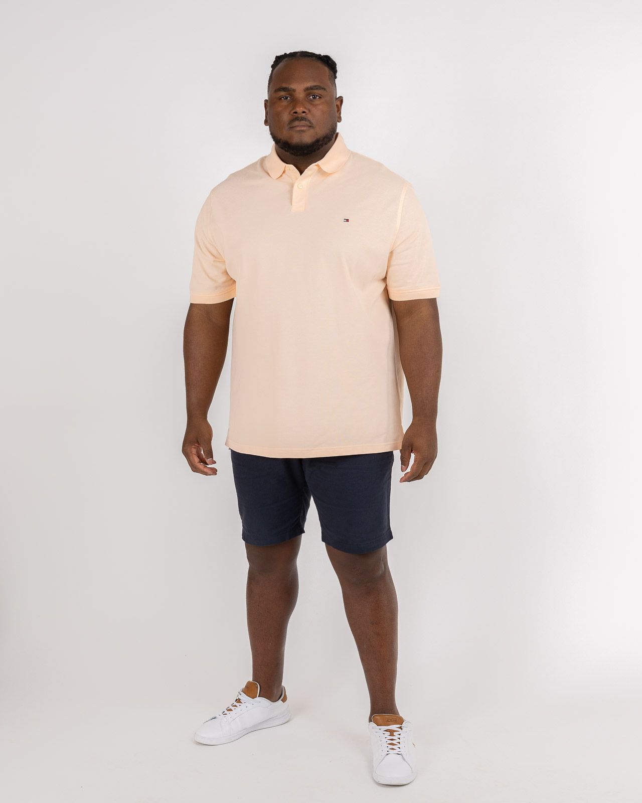 Short en coton lin grande taille bleu marine