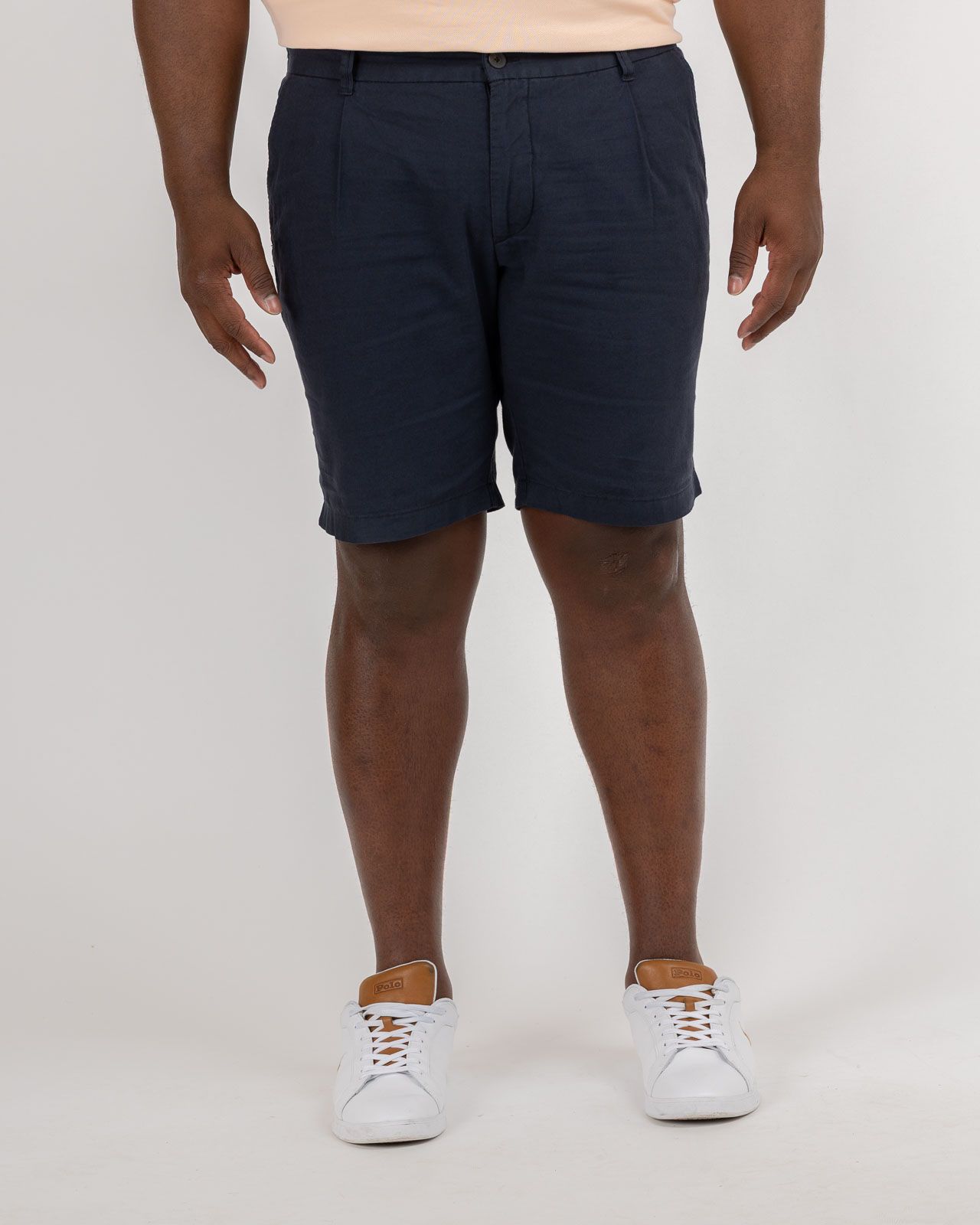 Short en coton lin grande taille bleu marine