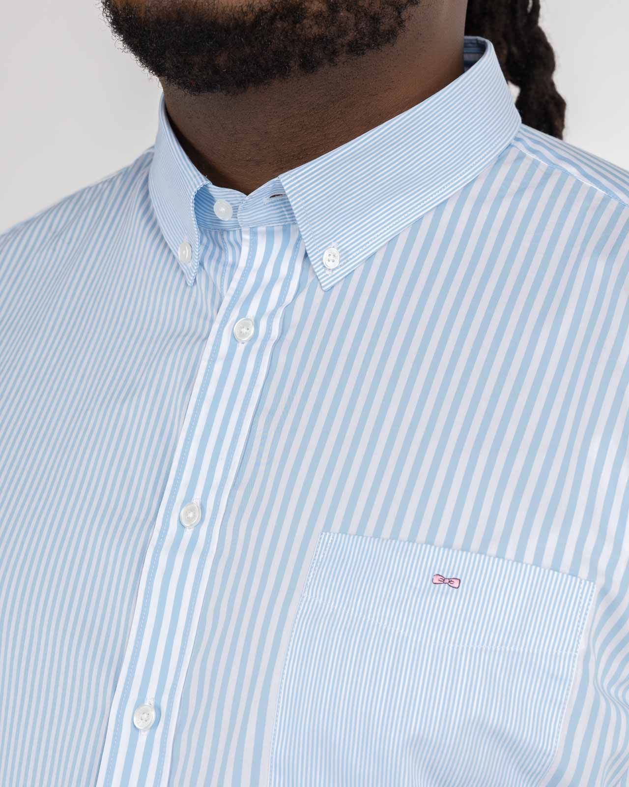 Chemisette rayée grande taille bleu ciel