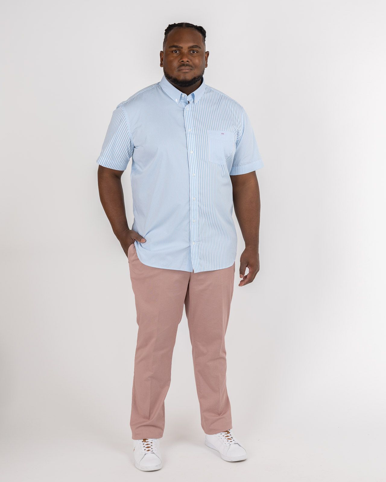 Chemisette rayée grande taille bleu ciel