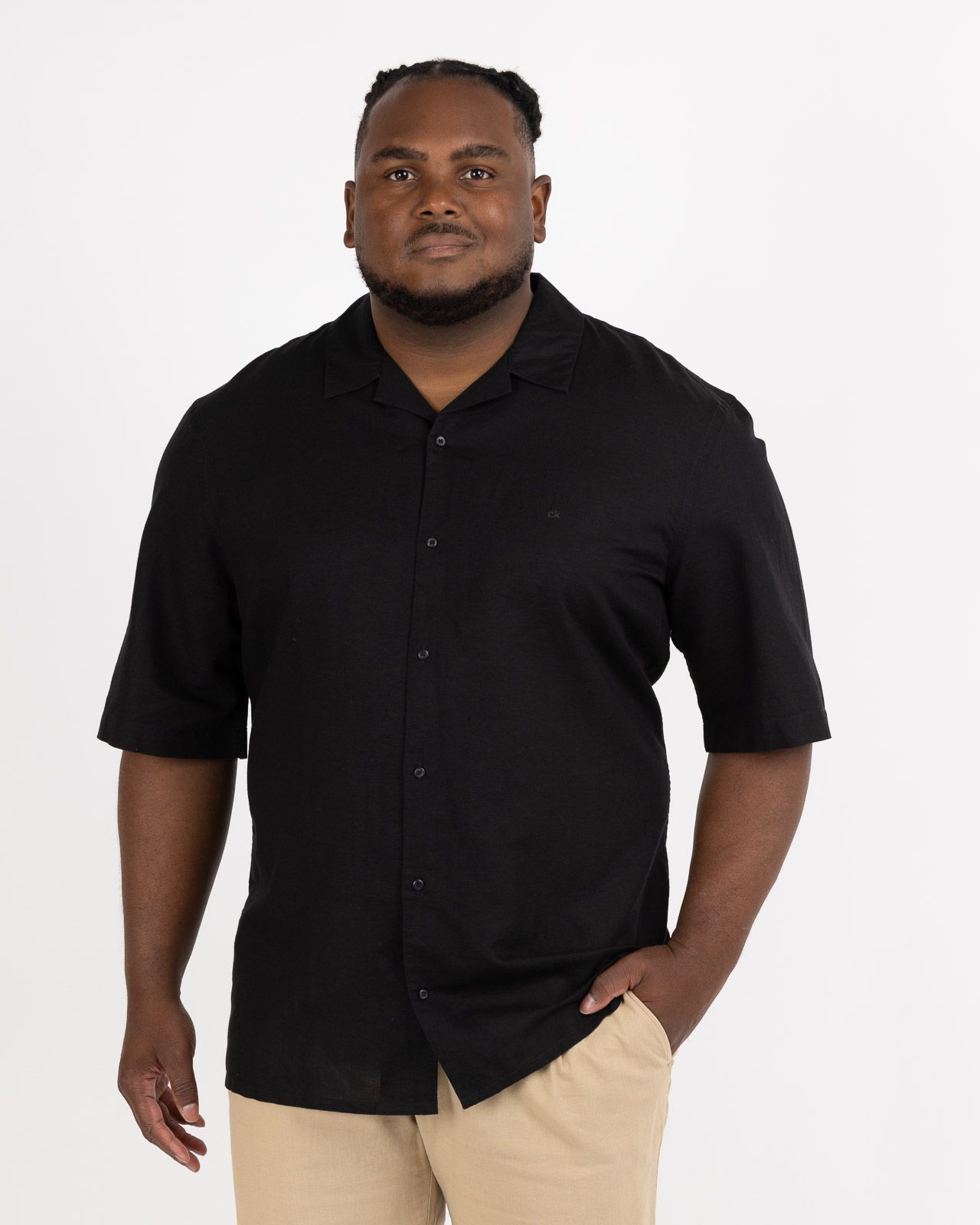 Chemisette col cubain grande taille noir