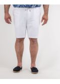 Short chino en coton et lin grande taille blanc