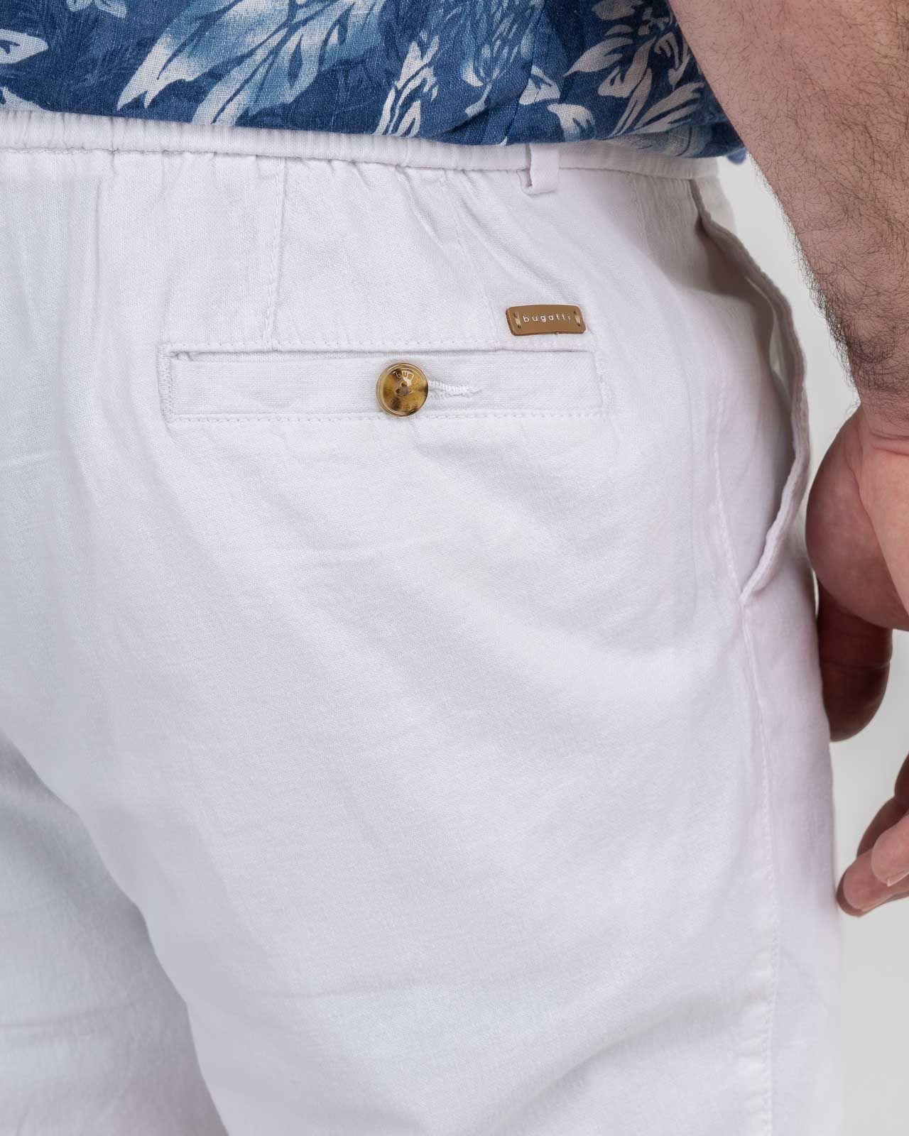 Short chino en coton et lin grande taille blanc