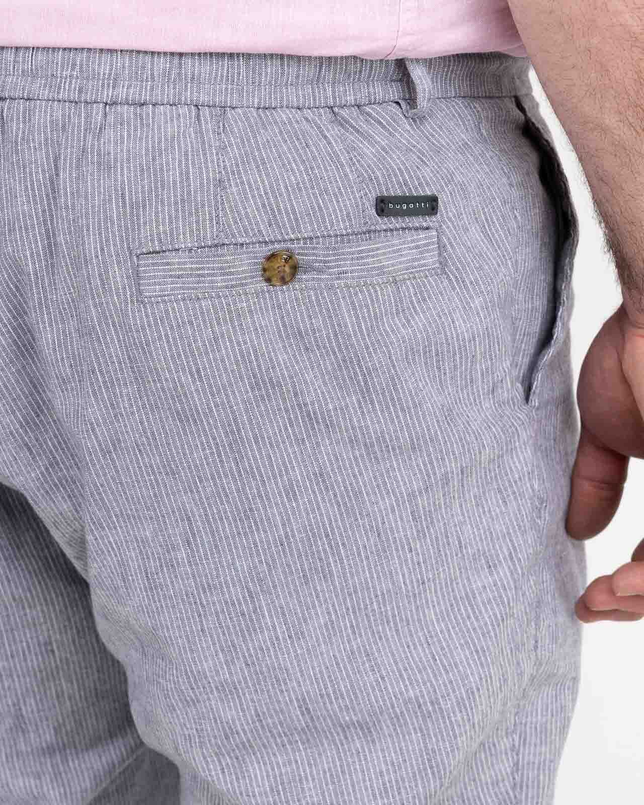 Short chino chambray rayé grande taille bleu