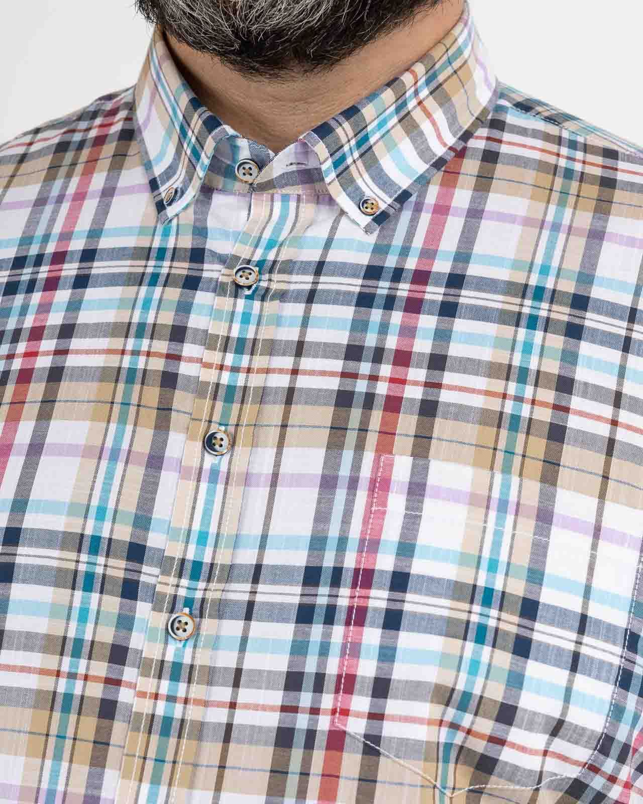 Chemisette à carreaux grande taille bleu turquoise facile à repasser