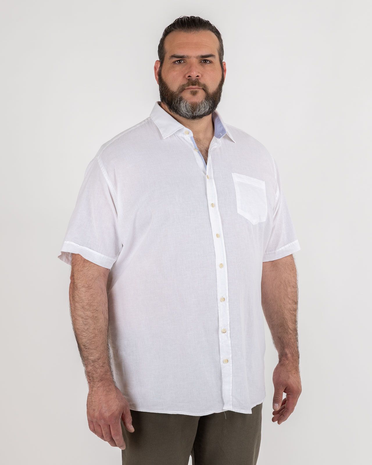 Chemisette en coton lin grande taille blanc facile à repasser