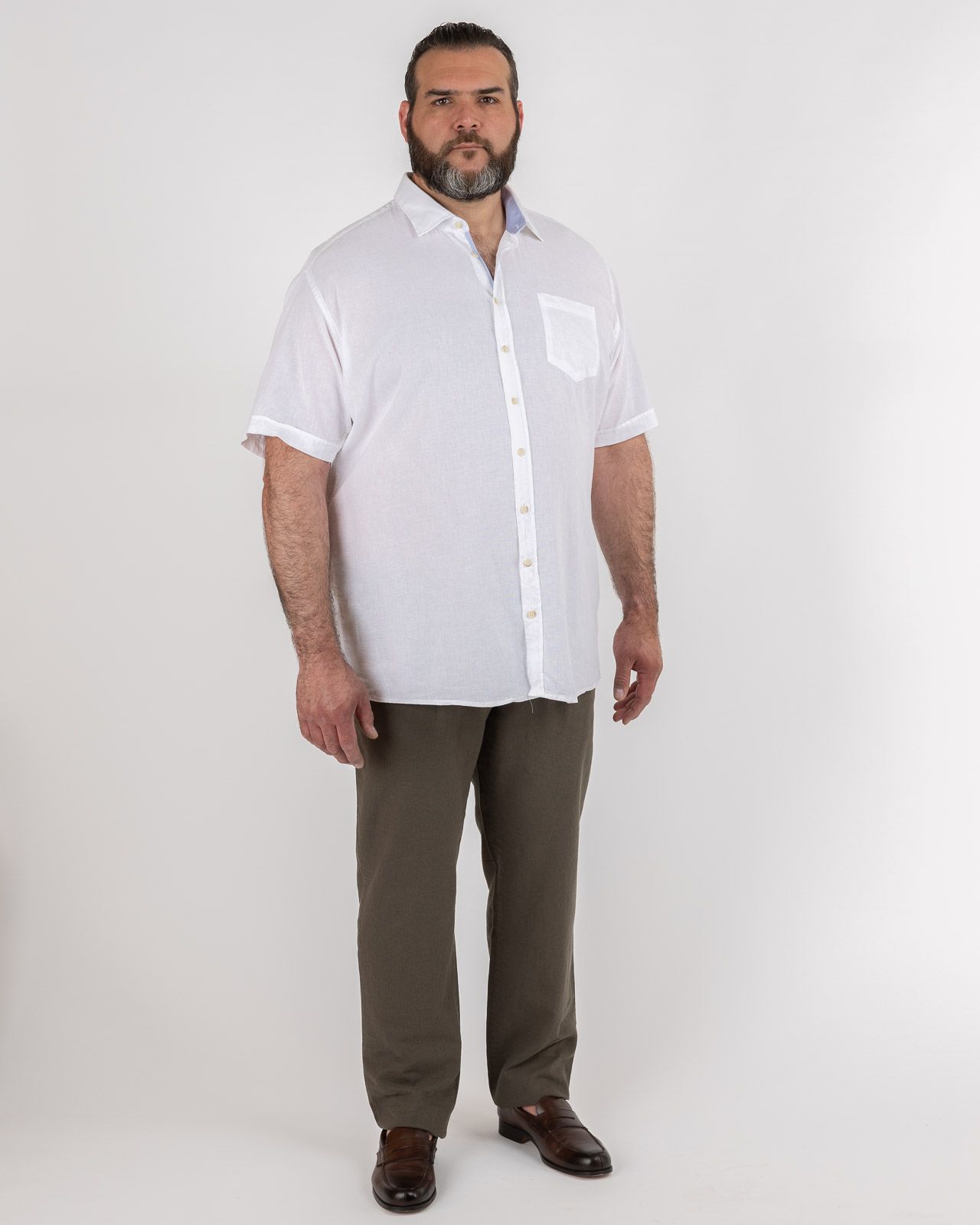 Chemisette en coton lin grande taille blanc facile à repasser