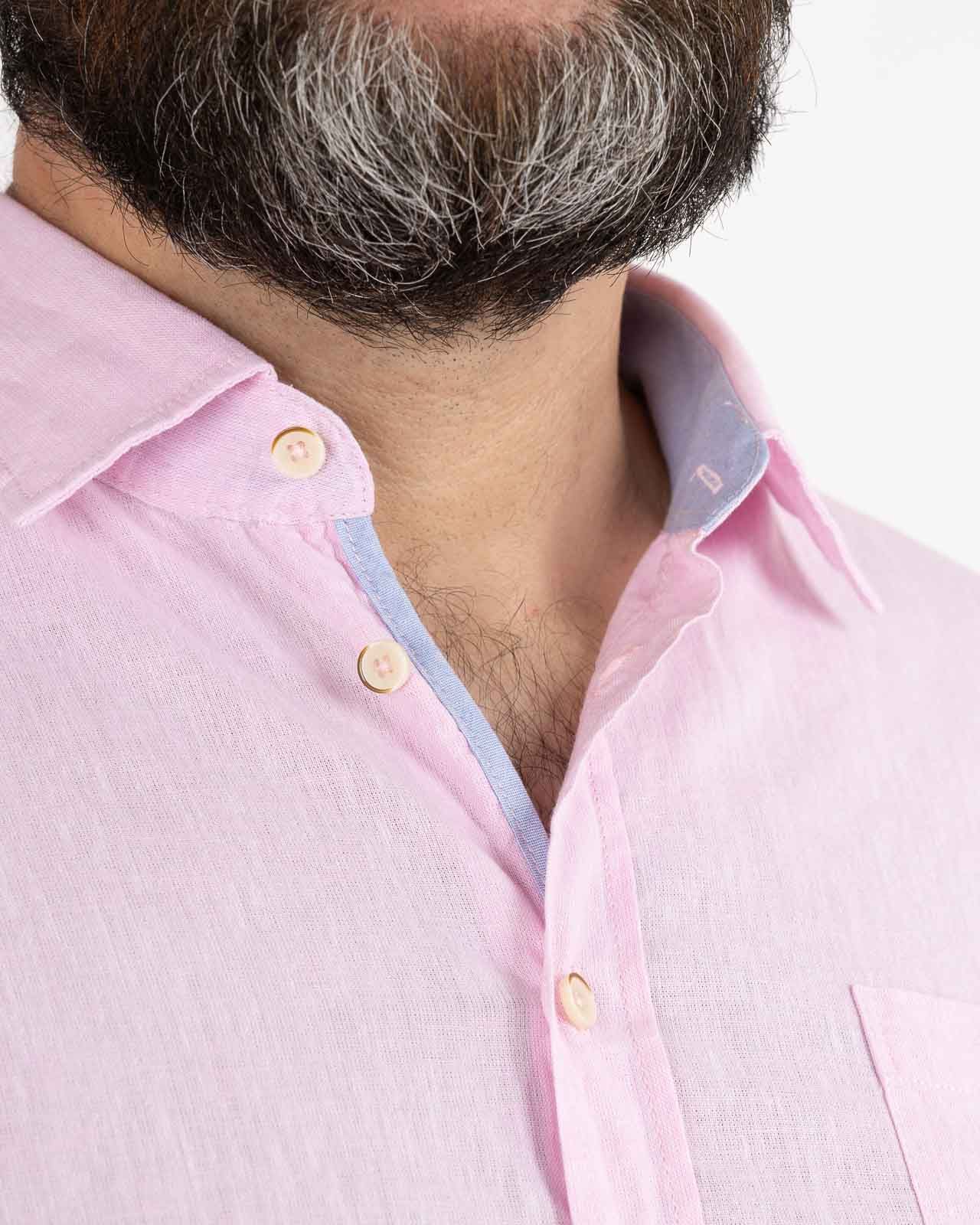 Chemisette en coton lin grande taille rose facile à repasser