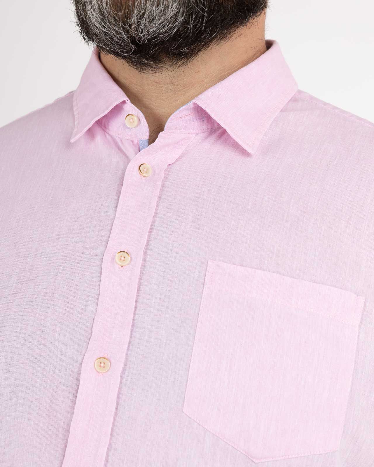 Chemisette en coton lin grande taille rose facile à repasser