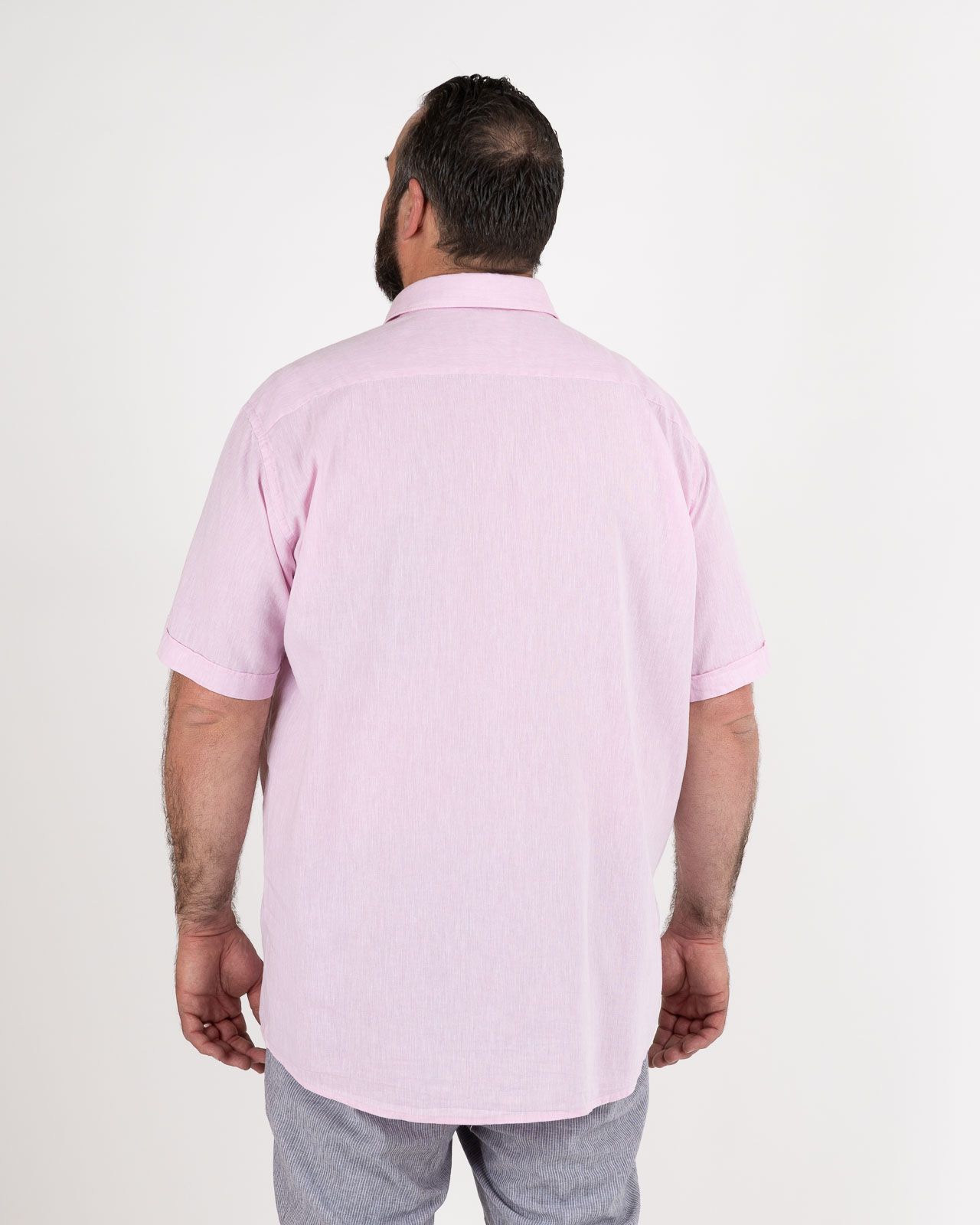 Chemisette en coton lin grande taille rose facile à repasser