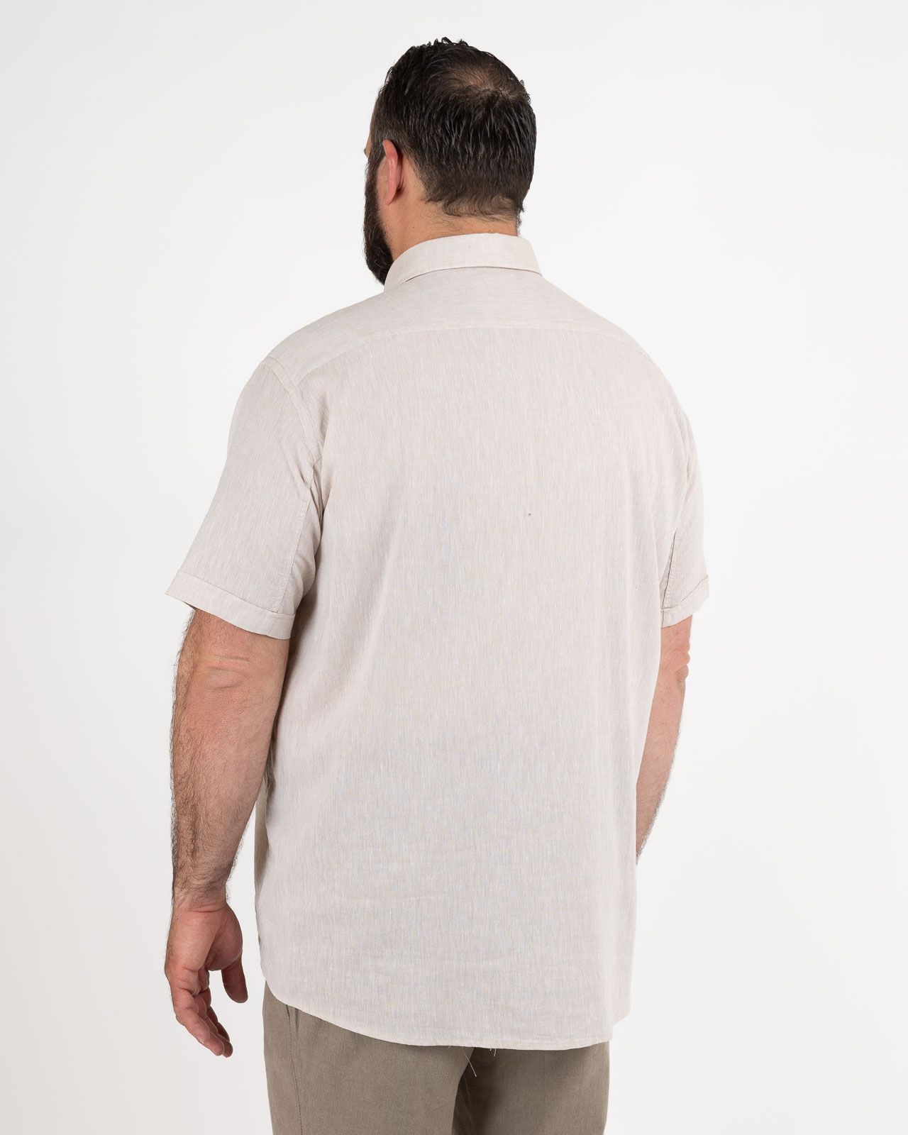 Chemisette en coton lin grande taille beige facile à repasser