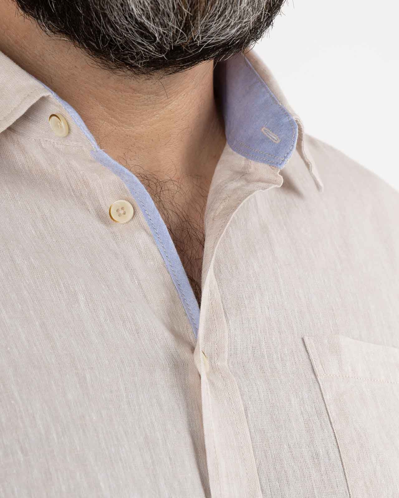 Chemisette en coton lin grande taille beige facile à repasser