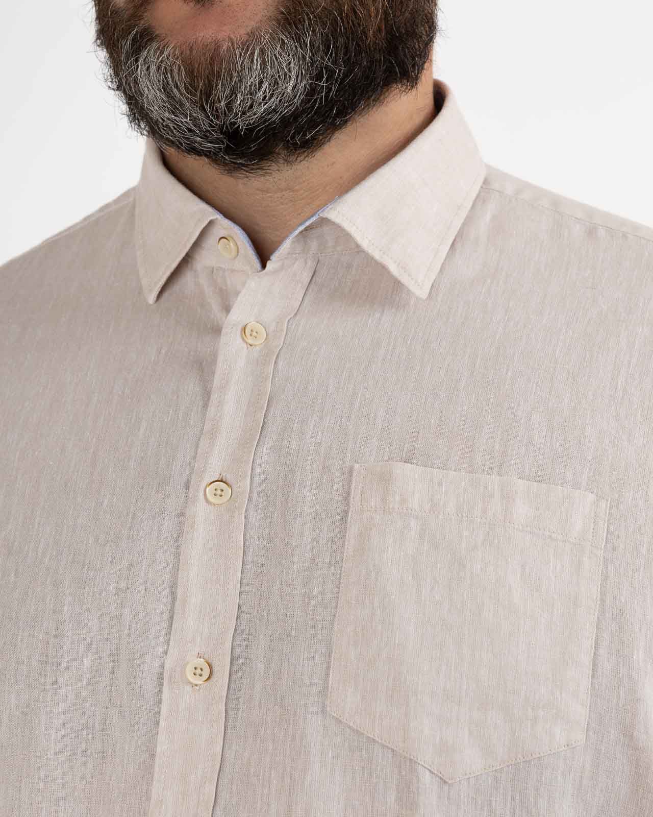 Chemisette en coton lin grande taille beige facile à repasser