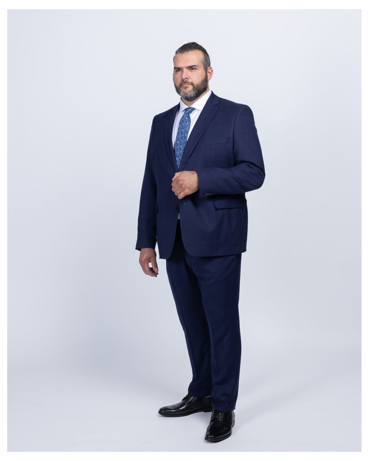 Pantalon de costume en lin grande taille bleu marine