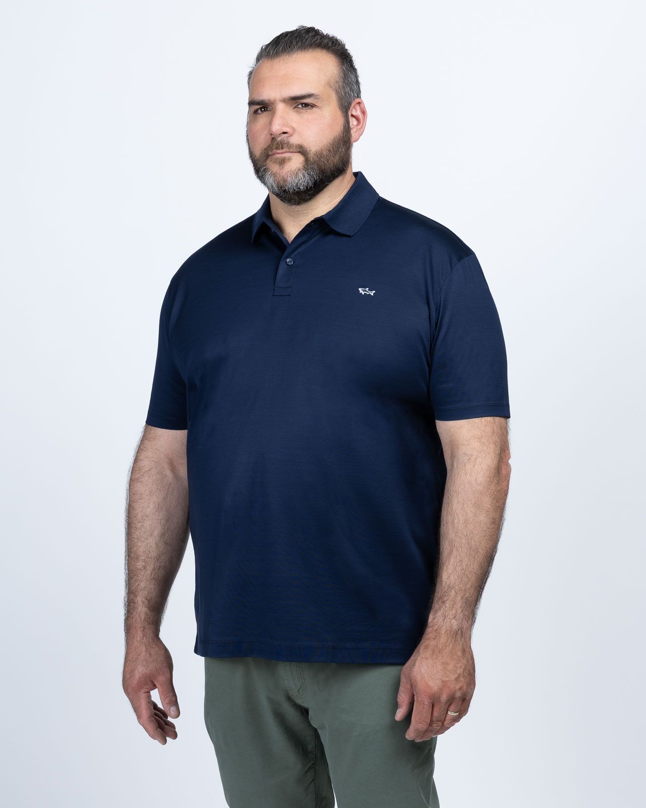 Polo mercerisé grande taille bleu marine