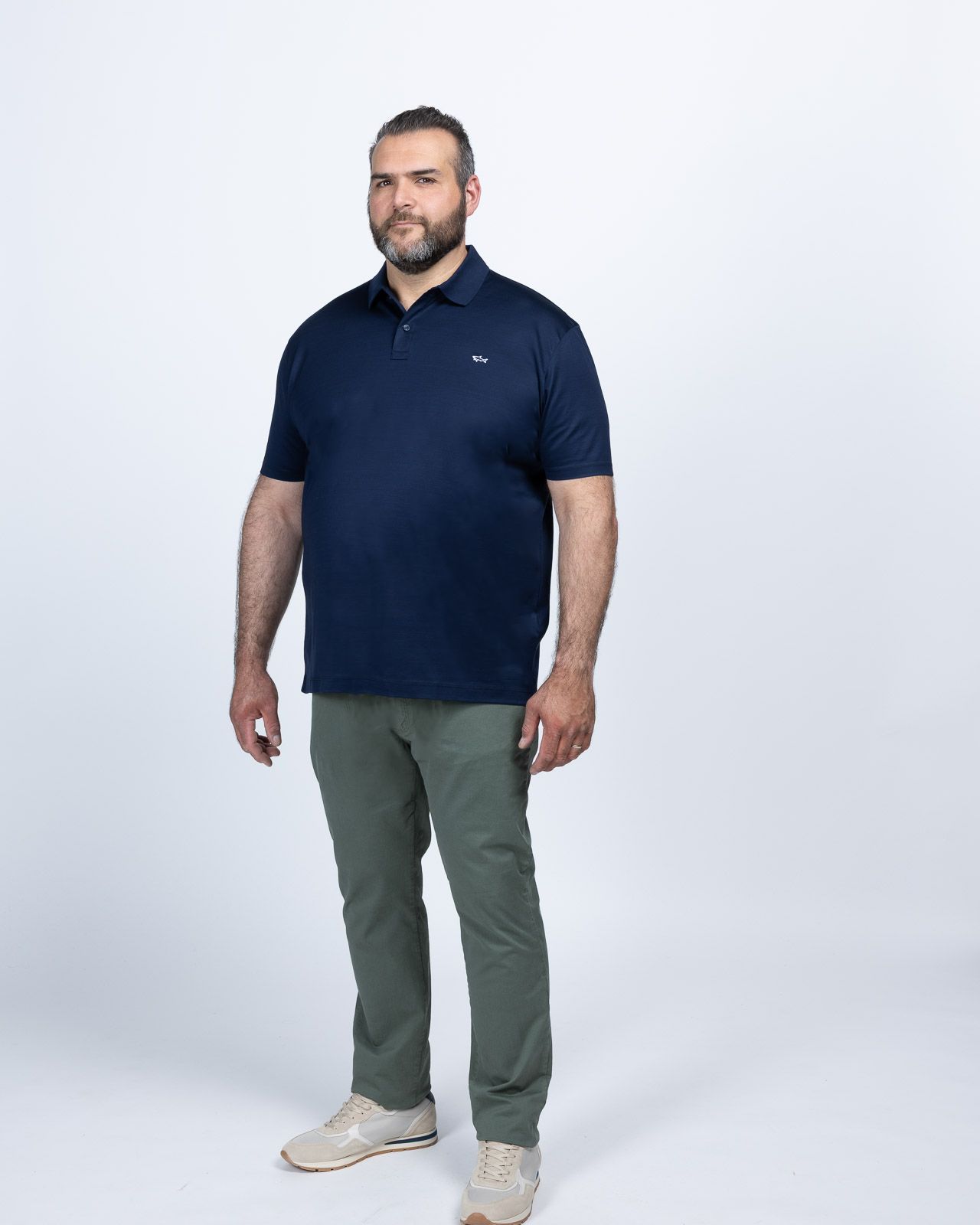 Polo mercerisé grande taille bleu marine