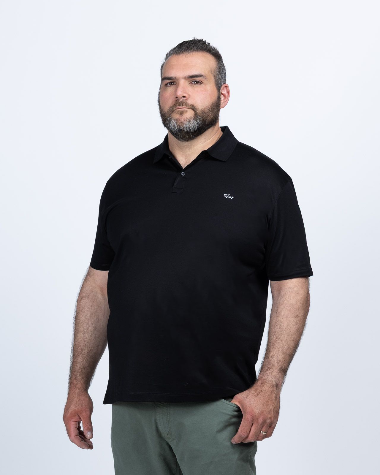 Polo mercerisé grande taille noir
