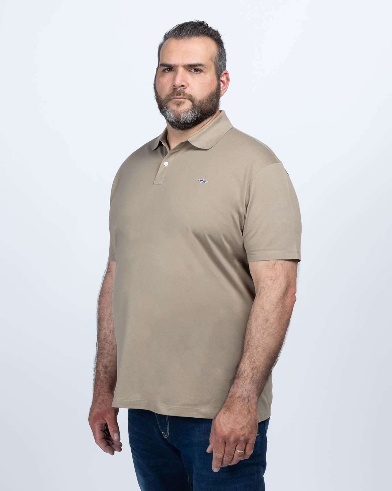 Polo piqué grande taille beige