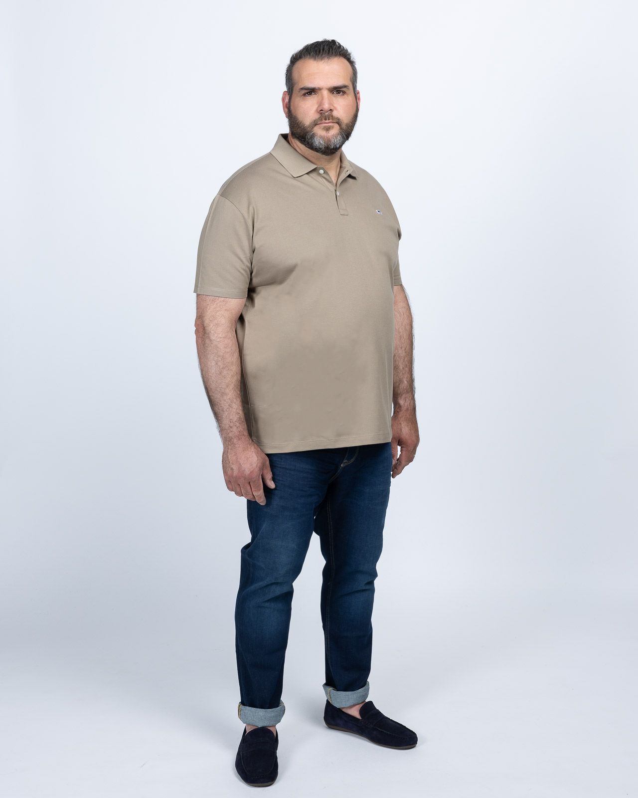 Polo piqué grande taille beige