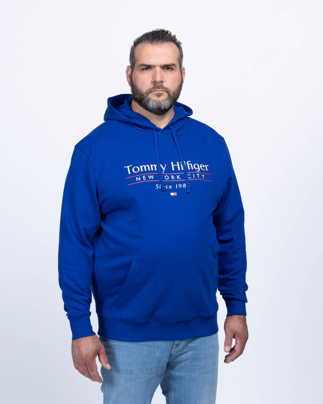 Sweat à capuche grande taille bleu marine