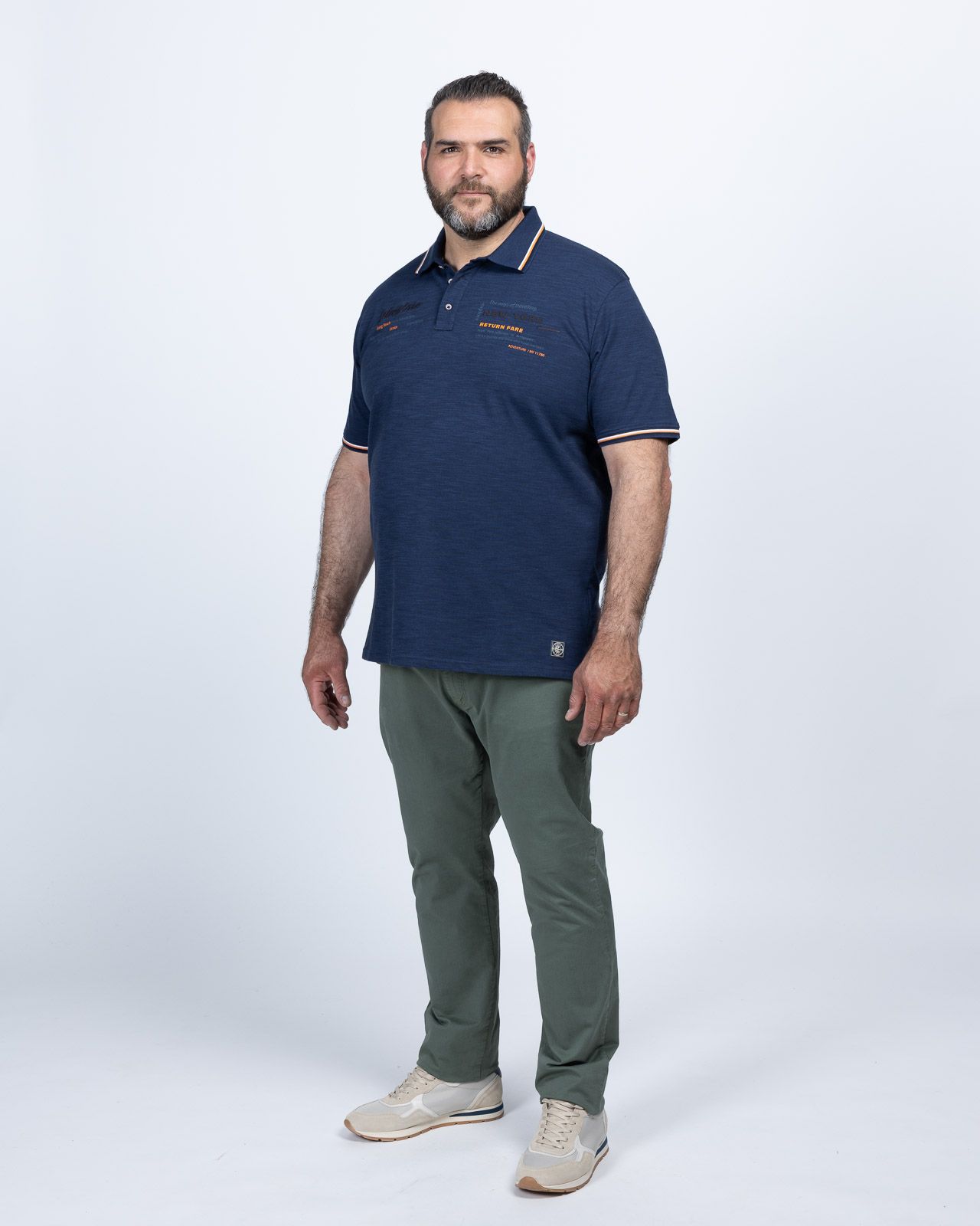 Polo piqué chiné grande taille bleu marine