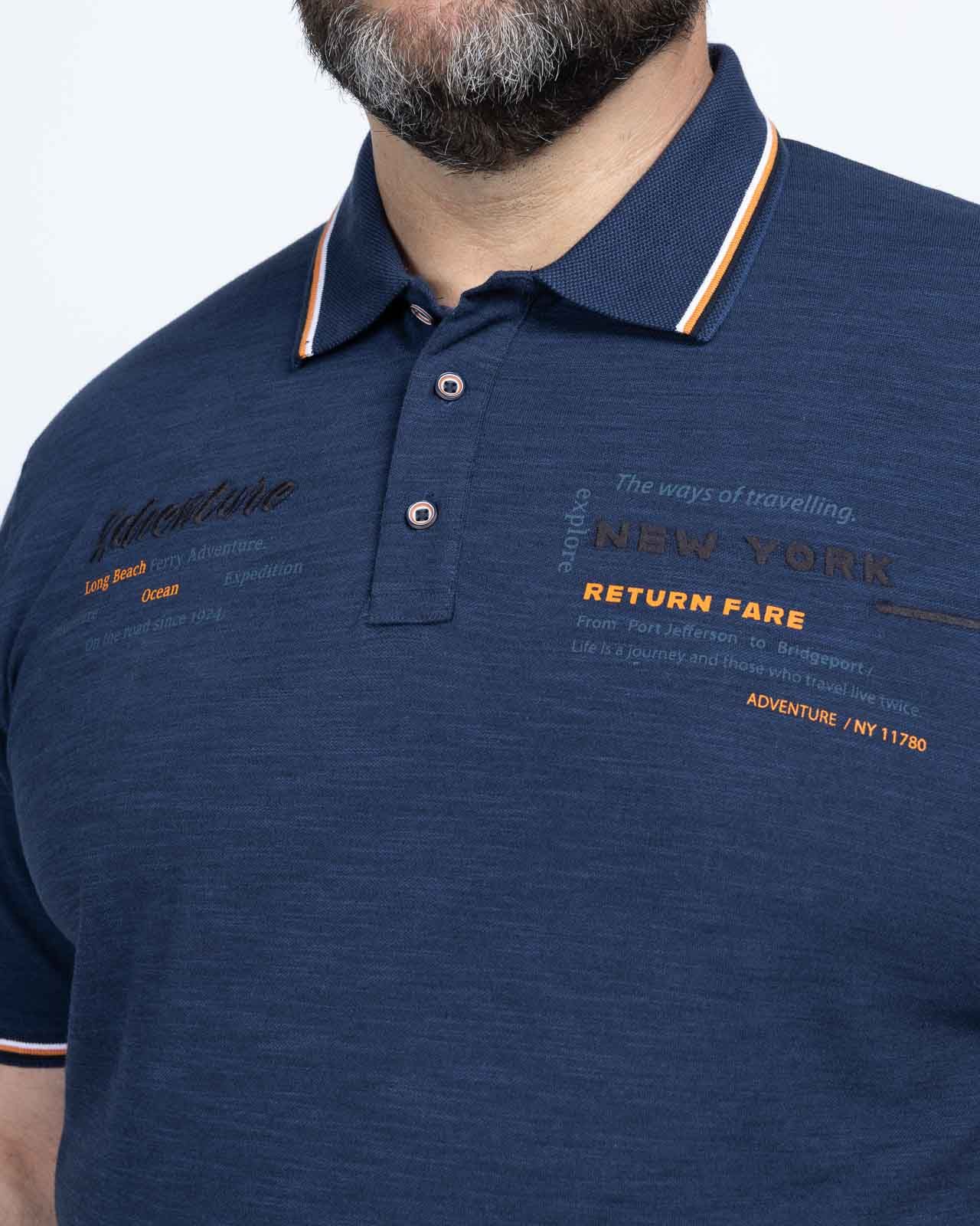 Polo piqué chiné grande taille bleu marine