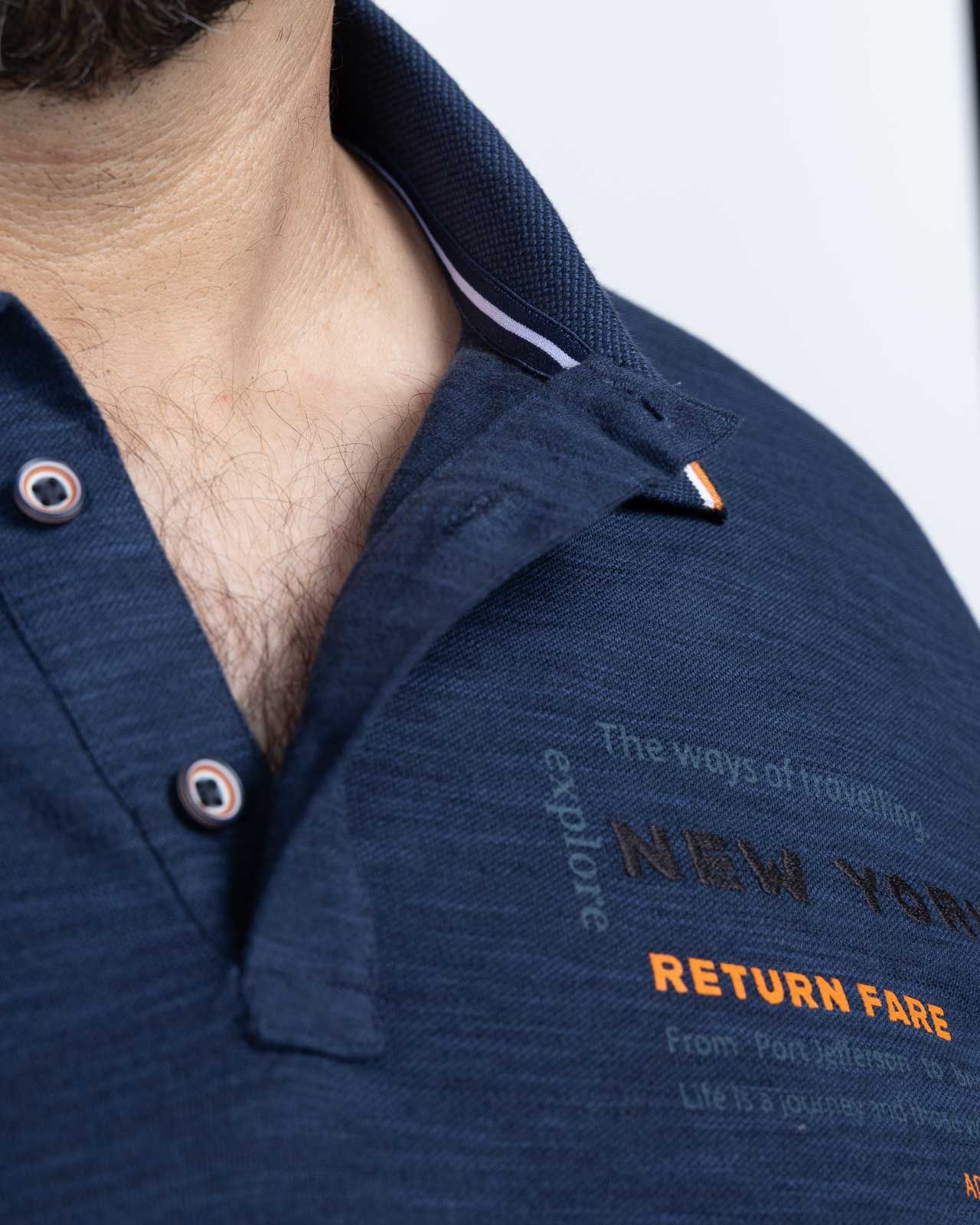 Polo piqué chiné grande taille bleu marine