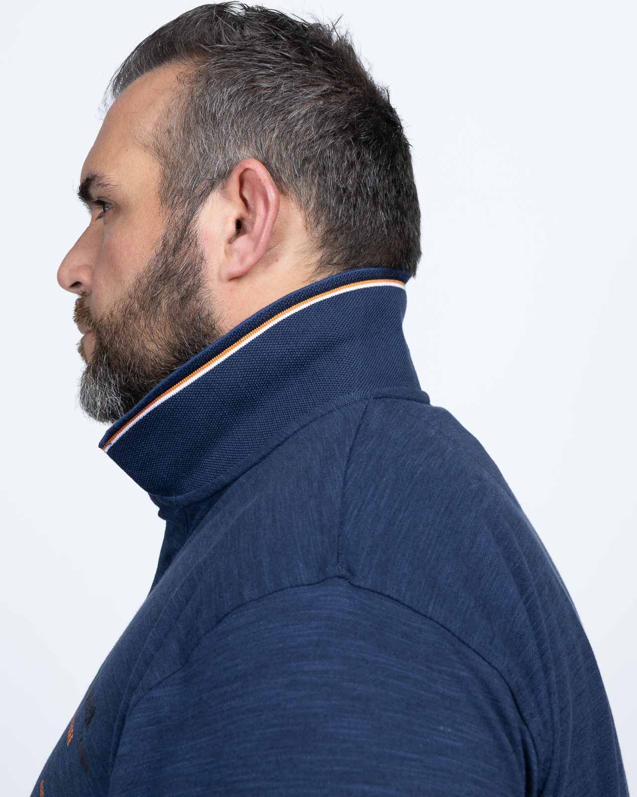Polo piqué chiné grande taille bleu marine