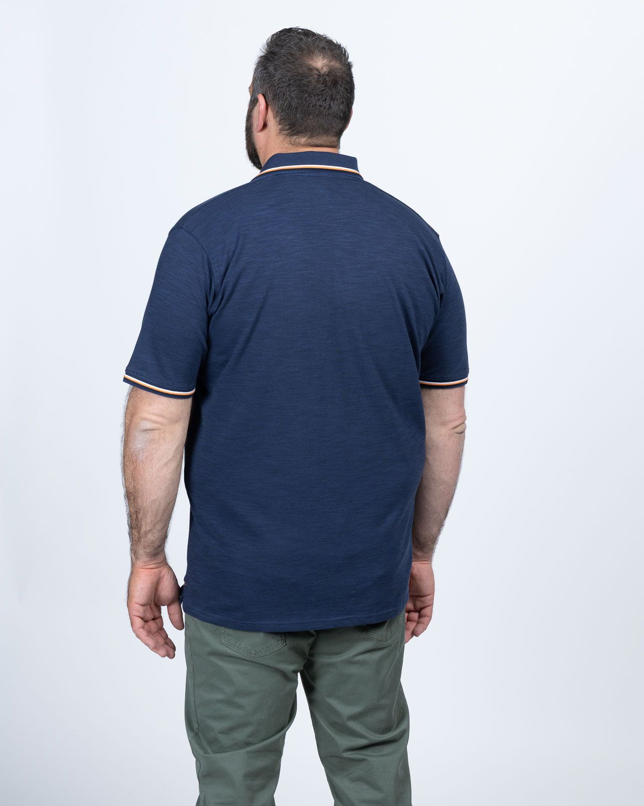 Polo piqué chiné grande taille bleu marine