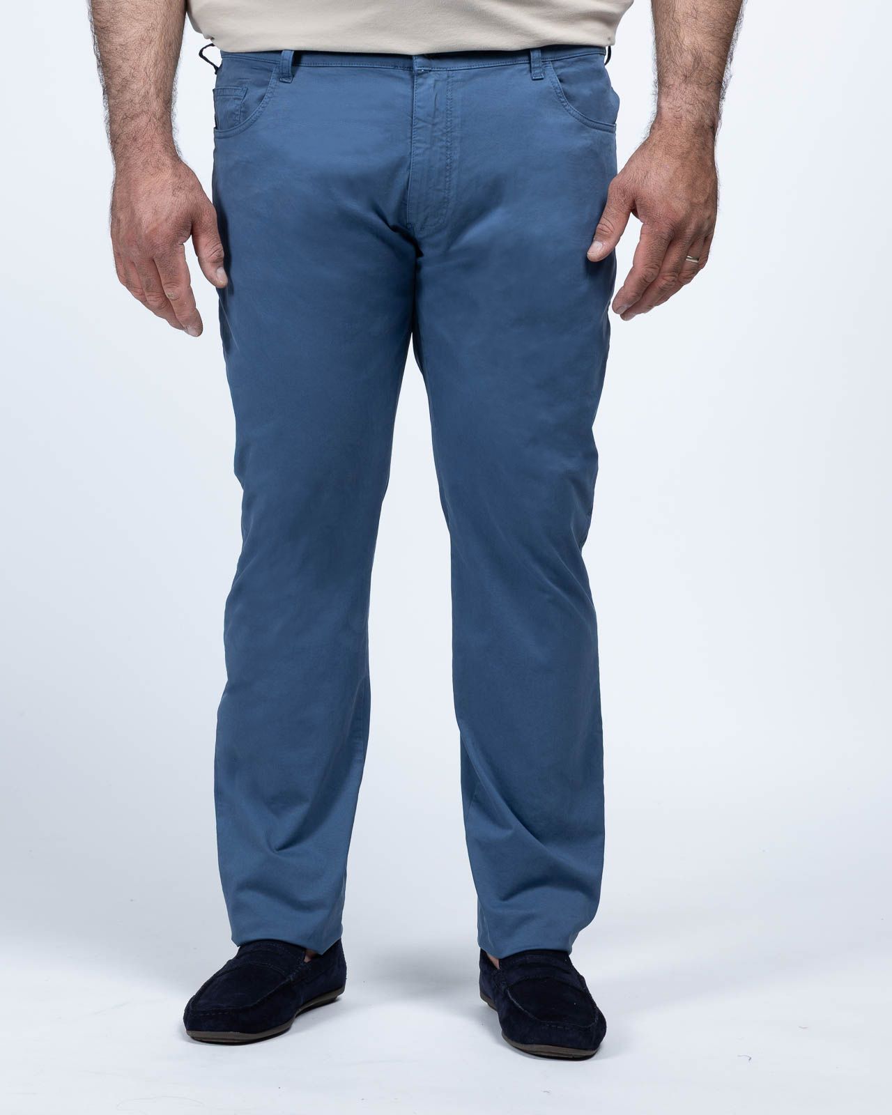 Pantalon 5 poches grande taille bleu