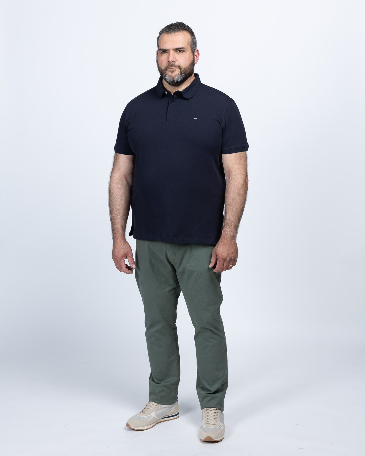 Polo uni grande taille bleu marine