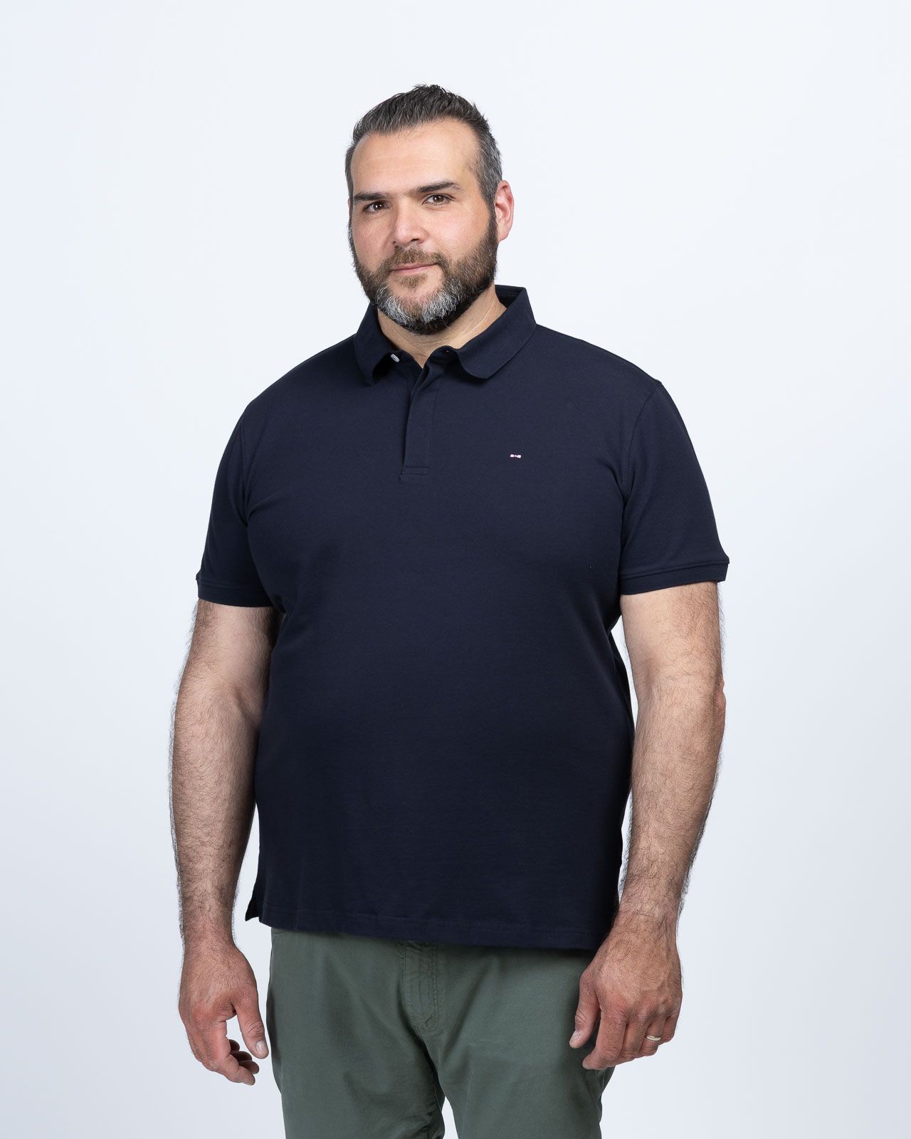 Polo uni grande taille bleu marine