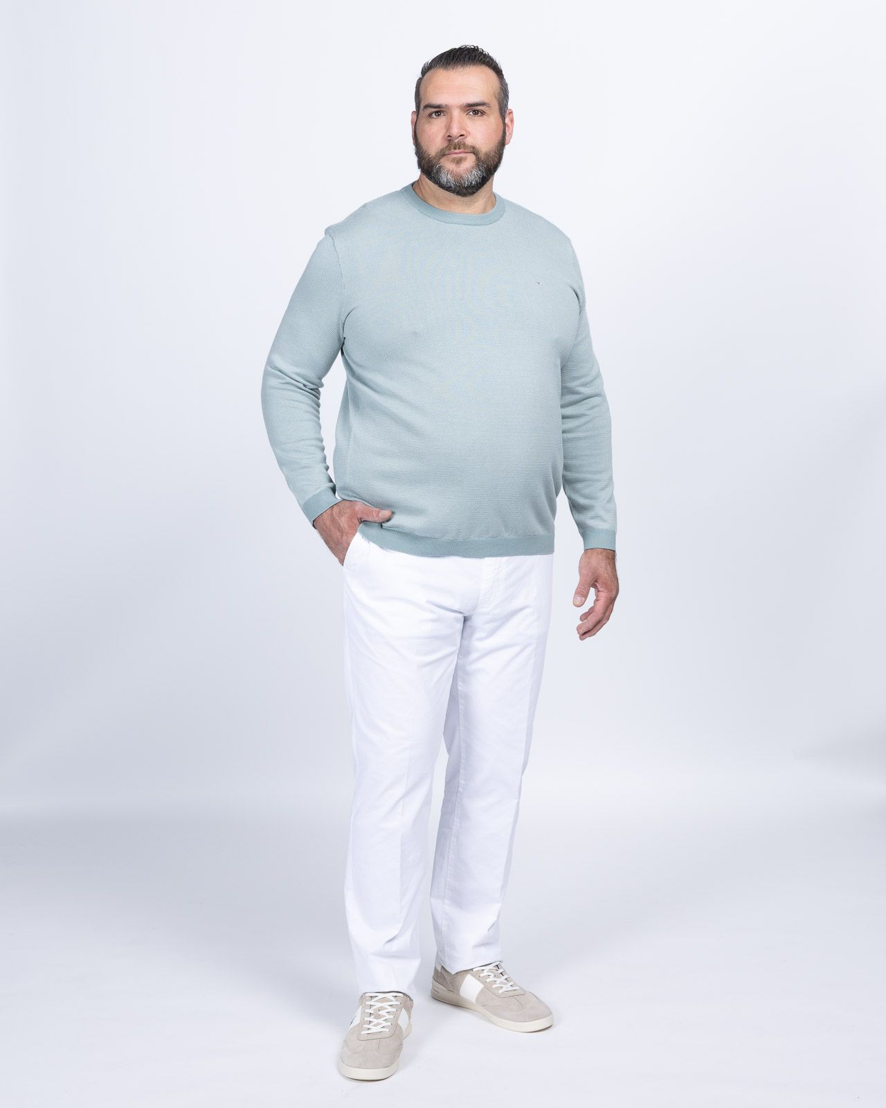 Pull oxford grande taille gris