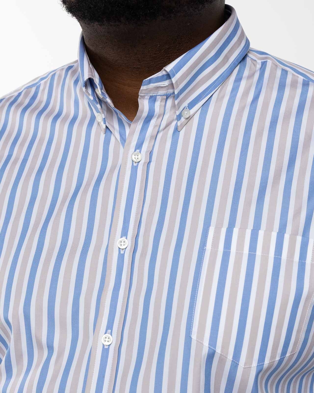 Chemise popeline à rayures grande taille beige