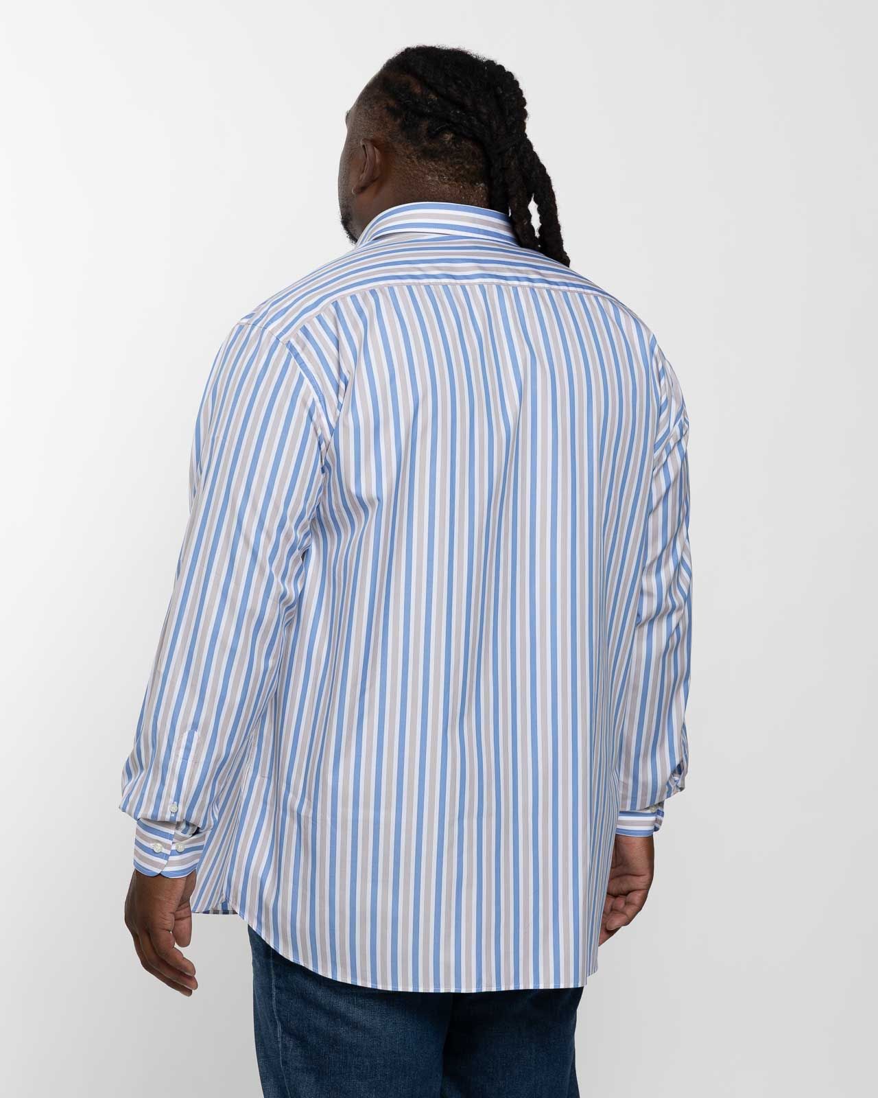 Chemise popeline à rayures grande taille beige