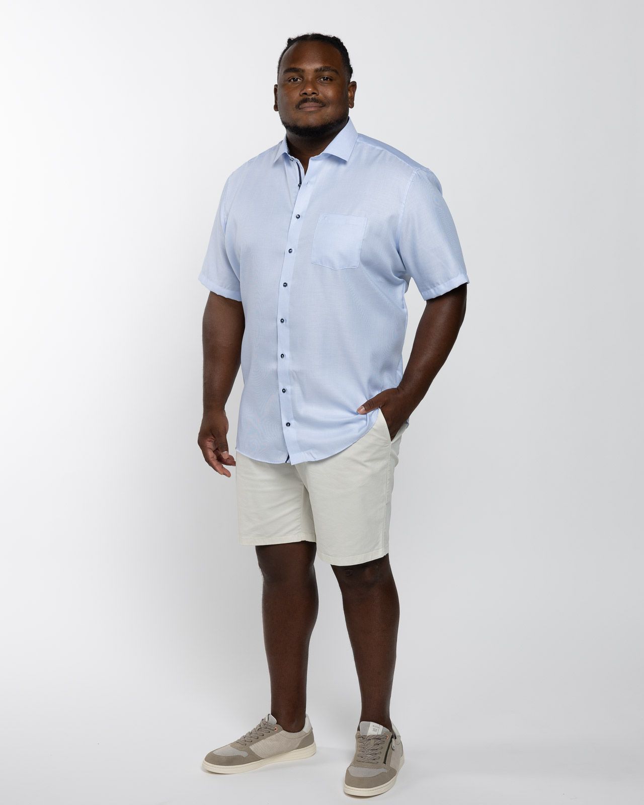 Chemisette dobby grande taille bleu clair